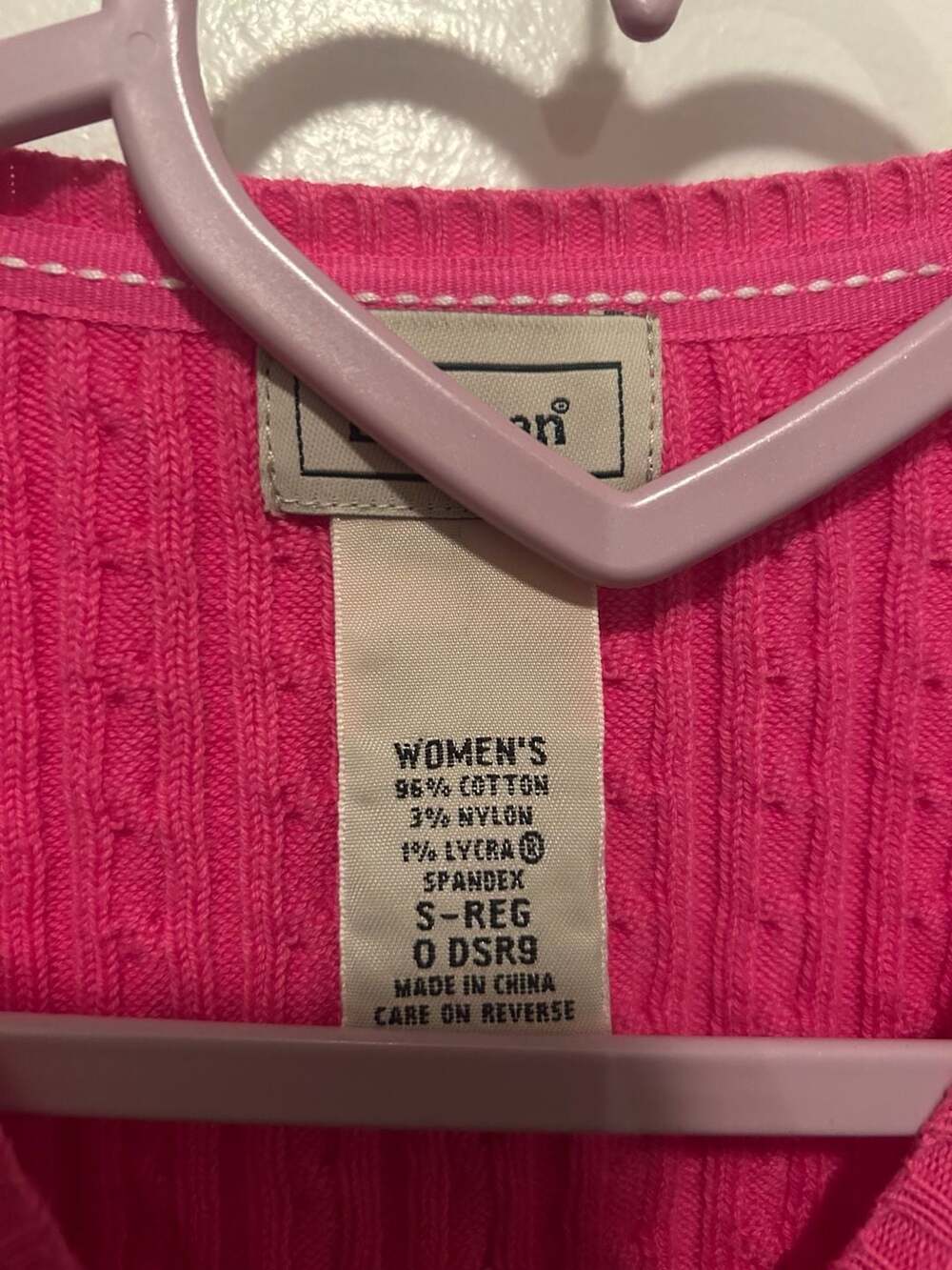 L.L.Bean Women's Cotton Cable Knit Button-Front Cardigan Sweater, Pink - Picture 5 of 5